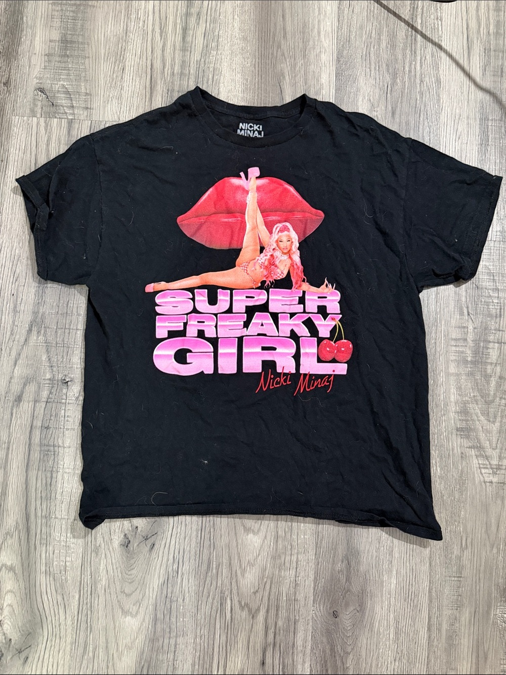 Nicki Minaj Black Tee with Pink and Red Graphic